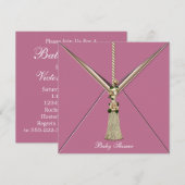 Roze Rose Buds Tassel Baby Meisje Douche Uitnodigi Kaart (Voorkant / Achterkant)