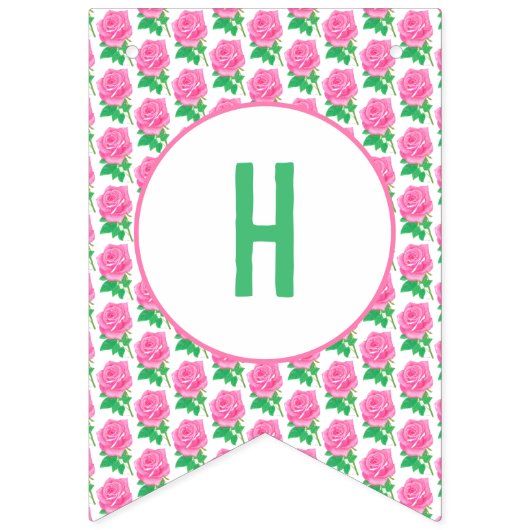 Roze Rose Bunting Banner (Eerste vlag)