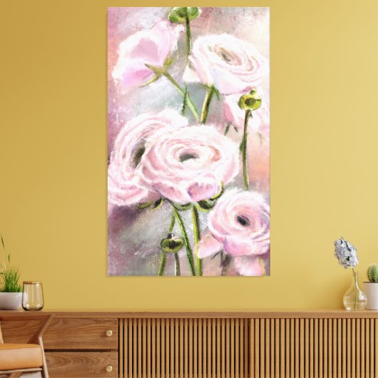 Roze Rose Canvas Print - Schilderij (Insitu (Woonkamer))
