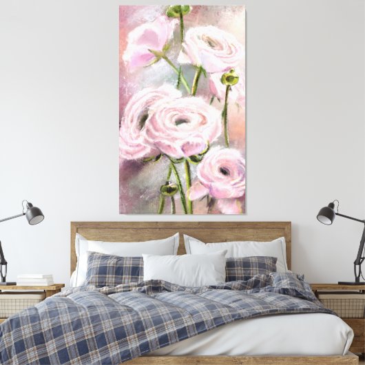 Roze Rose Canvas Print - Schilderij (Insitu (Slaapkamer))