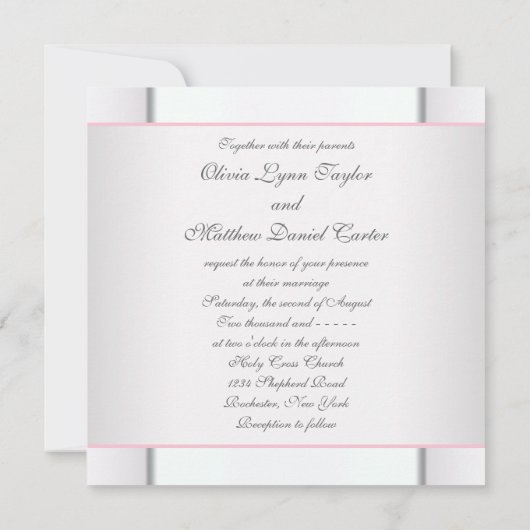 Roze Rose Champagne bruiloft Kaart (Achterkant)