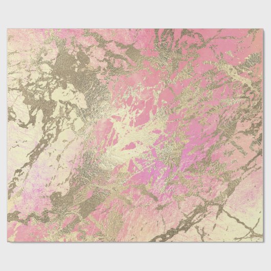 Roze Rose Champaigne Gold Marble Metallic Stroke Cadeaupapier (Vlak)