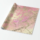 Roze Rose Champaigne Gold Marble Metallic Stroke Cadeaupapier (Uitgerold)