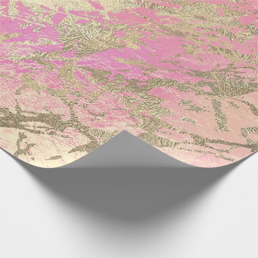 Roze Rose Champaigne Gold Marble Metallic Stroke Cadeaupapier (Hoek)