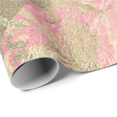 Roze Rose Champaigne Gold Marble Metallic Stroke Cadeaupapier (Rol Hoek)