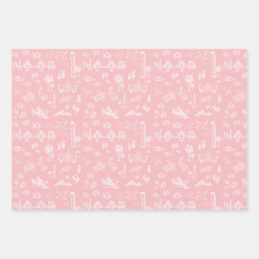 Roze Rose Charleston Toile Wrapping Papier Inpakpapier Vel (Voorkant)