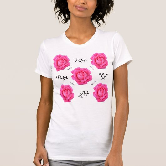 Roze Rose Chemie Science Flower T-shirt (Voorkant)