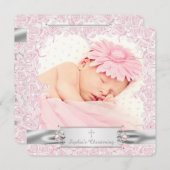 Roze Rose Christening Kaart (Voorkant / Achterkant)