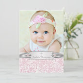  Roze Rose Christening Kaart (Staand voorkant)