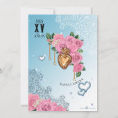 Roze Rose Classic Blauw Lowrider Chola Quinceanera Kaart (Achterkant)