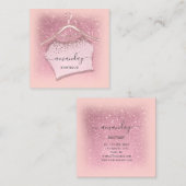 Roze Rose Cloth Hanger Mode Boutique Vierkante Visitekaartje (Voorkant / Achterkant)