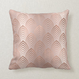 Roze Rose Copper Grey Art Deco Seashells Scales Kussen