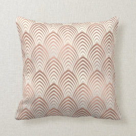 Roze Rose Copper Sepia Art Deco Seashells Scales Kussen