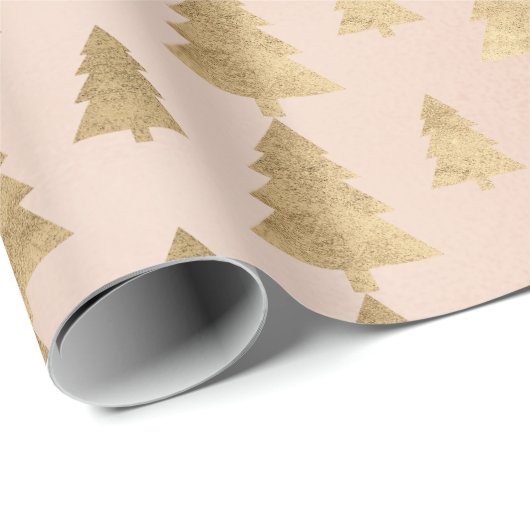 Roze Rose Cottage Gold Kerstmis minima Cadeaupapier (Rol Hoek)