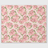 Roze Rose Country Chic Dot Patroon Cadeaupapier (Vlak)
