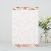 Roze Rose Country Chic Patroon Briefpapier (Staand voorkant)