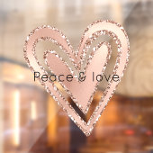 Roze Rose Cream Glitter Glitz Heart Raamsticker (Vel 2)