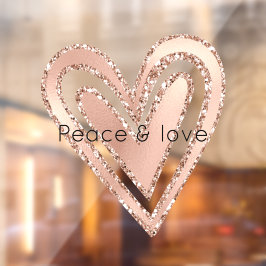 Roze Rose Cream Glitter Glitz Heart Raamsticker