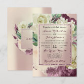 Roze Rose Creamy Marsala Floral Blush Wedding Kaart (Voorkant / Achterkant)