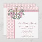 Roze Rose Cross Rouwende Kaarten (Voorkant / Achterkant)