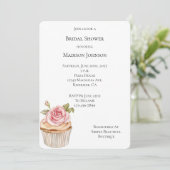  Roze Rose Cupcake Vrijgezellenfeest Kaart (Staand voorkant)