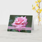 Roze Rose Custom Verjaardag Kaart (Gele Bloem)