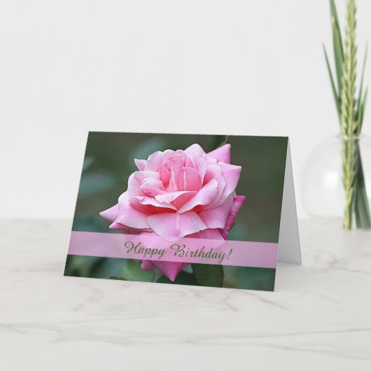 Roze Rose Custom Verjaardag Kaart (Voorkant)