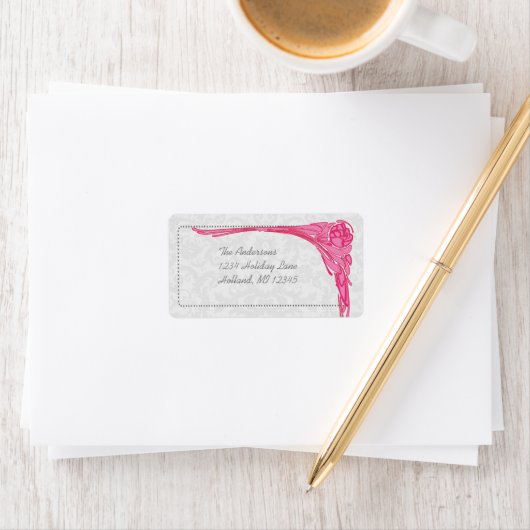 Roze Rose Damask Return Address Labels (Insitu)