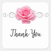 Roze Rose Dank je Sticker (Voorkant)