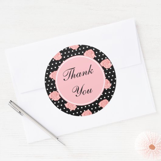 Roze Rose Dank je Stickers (Envelop)