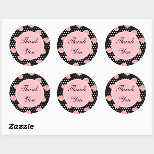 Roze Rose Dank je Stickers (Vel)