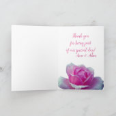 Roze Rose Dank u Bruiloft Kaart (Binnen)