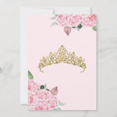 Roze Rose Decoratief Goud Elegant Quinceañera Kaart (Achterkant)