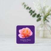 Roze Rose - Deep Paars Vierkante Visitekaartje (Staand voorkant)