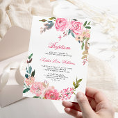 Roze Rose doop uitnodiging