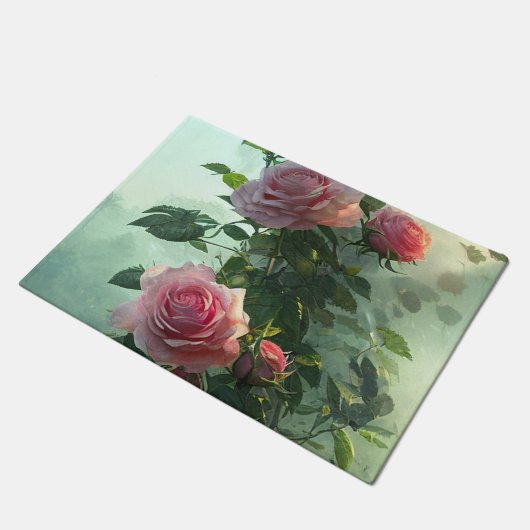 Roze Rose - Doormat, Rug Deurmat (Schuin)