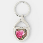 Roze Rose ~ Drasted Heart Keychain (Voorkant)