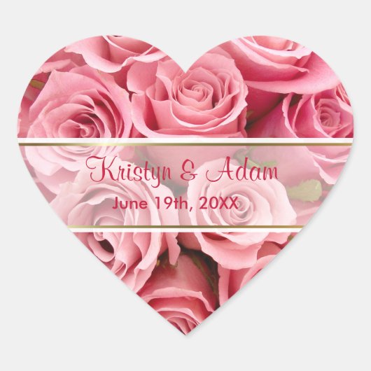 Roze Rose Elegance - Aanpassen Hart Sticker (Voorkant)