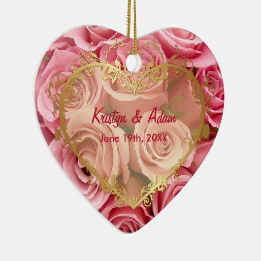Roze Rose Elegance - Aanpassen Keramisch Ornament (Rechts)
