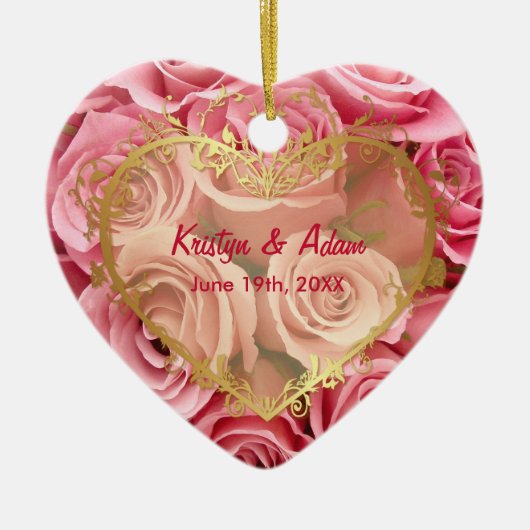 Roze Rose Elegance - Aanpassen Keramisch Ornament (Voorkant)