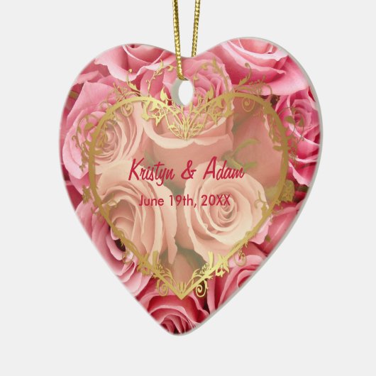 Roze Rose Elegance - Aanpassen Keramisch Ornament (Links)