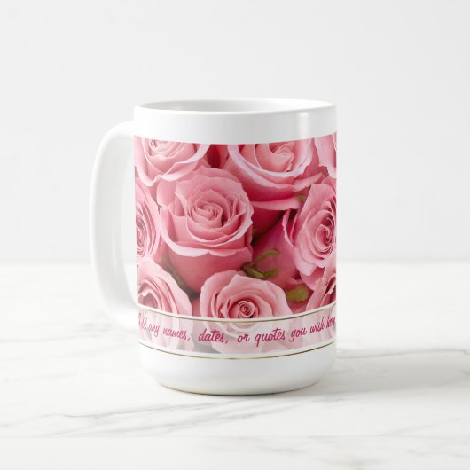 Roze Rose Elegance - Aanpassen Koffiemok (Voorkant links)
