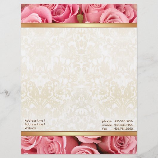 Roze Rose Elegance Briefhoofd Ontwerp (Voorkant)