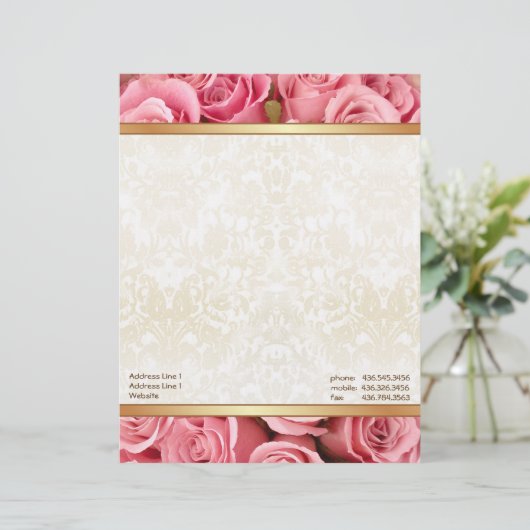 Roze Rose Elegance Briefhoofd Ontwerp (Staand voorkant)