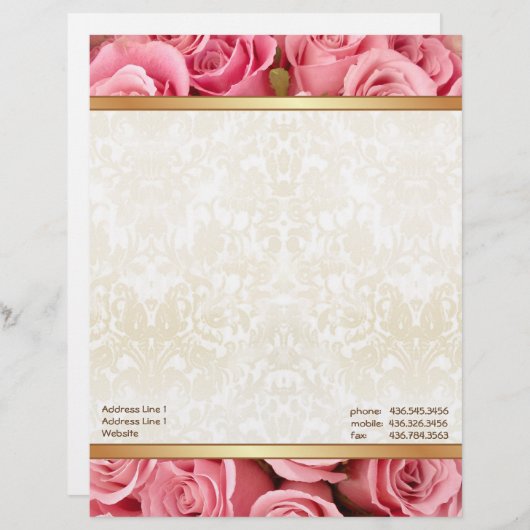 Roze Rose Elegance Briefhoofd Ontwerp (Voorkant / Achterkant)