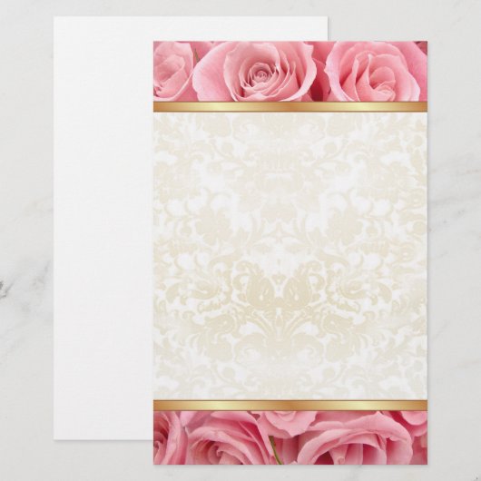 Roze Rose Elegance Briefpapier (Voorkant / Achterkant)