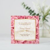 Roze Rose Elegance - Douche Save The Date (Staand voorkant)