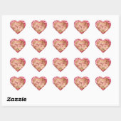 Roze Rose Elegance - Gouden Hart Sticker (Vel)