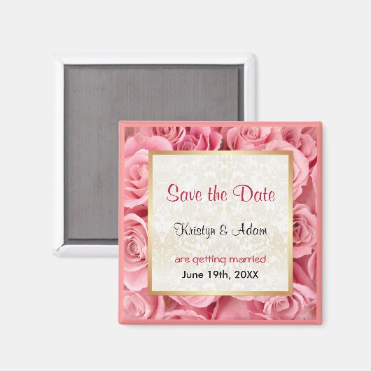 Roze Rose Elegance Magneet (Voorkant / Achterkant)