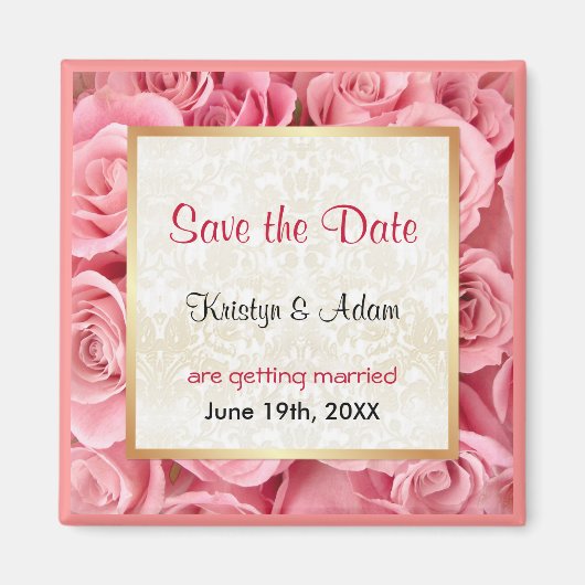 Roze Rose Elegance Magneet (Voorkant)